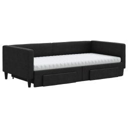 vidaXL Slaapbank met onderschuifbed en lades 100x200 cm stof zwart