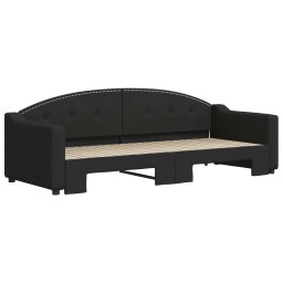 vidaXL Slaapbank met onderschuifbed 80x200 cm stof zwart