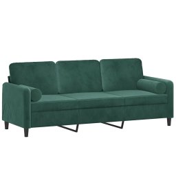 vidaXL Driezitsbank met sierkussens 180 cm fluweel donkergroen