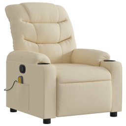 vidaXL Massagestoel verstelbaar stof crèmekleurig