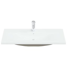 vidaXL Inbouwwastafel met kraan 101x39x18 cm keramiek wit