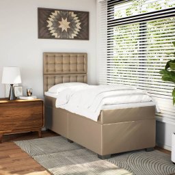 vidaXL Boxspring met matras kunstleer cappuccinokleurig 80x200 cm