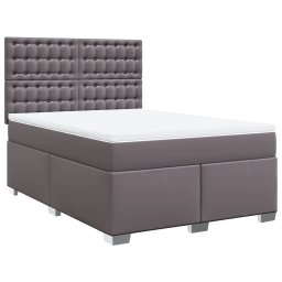 vidaXL Boxspring met matras kunstleer grijs 140x200 cm