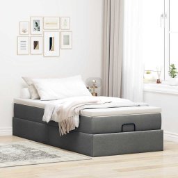 vidaXL Ottoman bed met matras 100x200cm stof donkergrijs