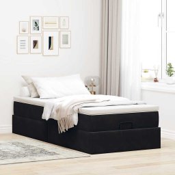 vidaXL Ottoman bed met matras 90x200cm fluweel zwart