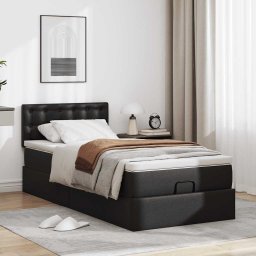 vidaXL Ottomaanse bed met matras 100x200cm kunstleer zwart