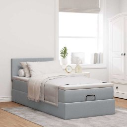 vidaXL Bed met matras 100x200 cm stof lichtgrijs