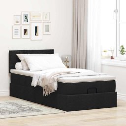 vidaXL Bed met matras 100x200 cm stof zwart