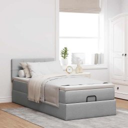 vidaXL Bed met matras 90x200 cm stof lichtgrijs