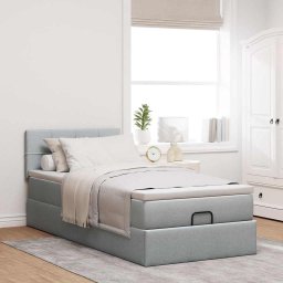 vidaXL Bed met matras 100x200 cm stof lichtgrijs