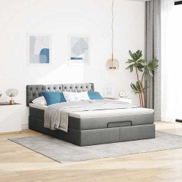 vidaXL Bed met matras 140x200 cm stof donkergrijs
