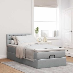 vidaXL Bed met matras 90x200 cm stof lichtgrijs