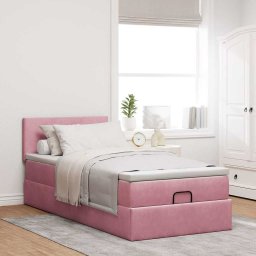 vidaXL Ottoman bed met matras 90x200cm fluweel roze