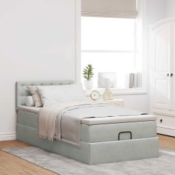 vidaXL Ottoman bed met matras 90x200cm fluweel lichtgrijs