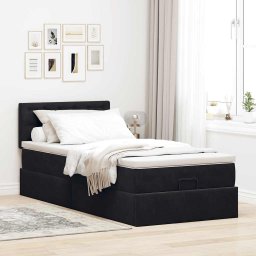 vidaXL Ottoman bed met matras 90x200cm fluweel zwart
