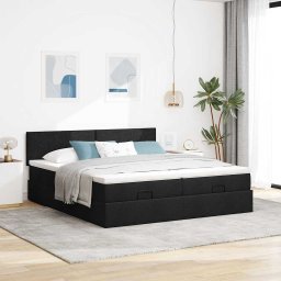 vidaXL Ottoman bed met matrassen 180x200cm stof zwart