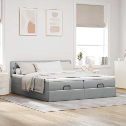 vidaXL Ottoman bed met matrassen 180x200cm stof lichtgrijs