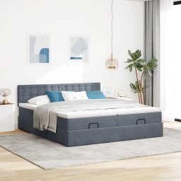 vidaXL Ottoman bed met matrassen 180x200cm fluweel donkergrijs