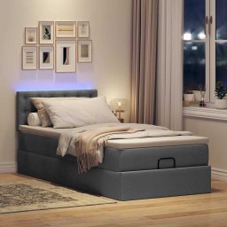vidaXL Ottoman bed met matras en LED's 100x200cm stof donkergrijs