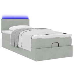 vidaXL Ottoman bed met matras en LED's 90x200cm fluweel lichtgrijs