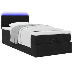 vidaXL Ottoman bed met matras en LED's 100x200 cm fluweel zwart