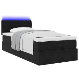 vidaXL Ottoman bed met matras en LED's 100x200 cm fluweel zwart