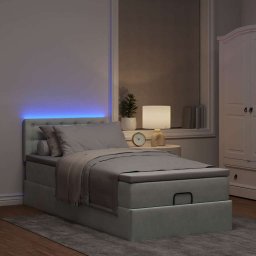 vidaXL Ottoman bed met matras en LED's 90x200cm fluweel lichtgrijs