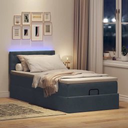 vidaXL Ottoman bed met matras en LED's 90x200cm fluweel zwart