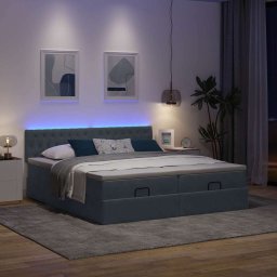 vidaXL Ottoman bed met matrassen en LED's 200x200cm fluweel