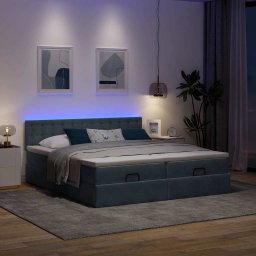 vidaXL Ottoman bed met matrassen en LED's 180x200cm fluweel