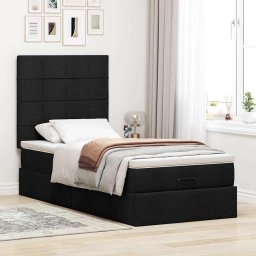 vidaXL Bed met matras 90x200 cm stof zwart