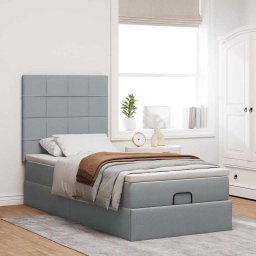 vidaXL Bed met matras 100x200 cm stof lichtgrijs
