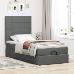 vidaXL Ottoman bed met matras 100x200cm stof donkergrijs
