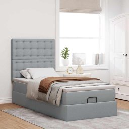 vidaXL Bed met matras 100x200 cm stof lichtgrijs