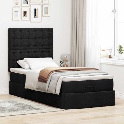 vidaXL Bed met matras 100x200 cm stof zwart