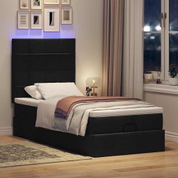 vidaXL Ottoman bed met matras en LED's 90x200cm stof zwart
