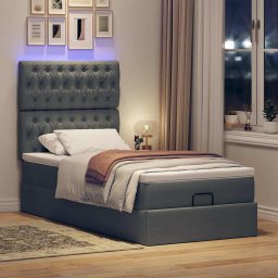 vidaXL Ottoman bed met matras en LED's 100x200cm stof donkergrijs
