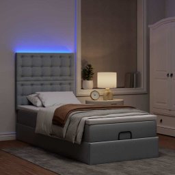 vidaXL Bed poef met matras en LED's 90x200 cm stof lichtgrijs