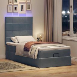 vidaXL Ottoman bed met matrassen en LED's 100x200cm fluweel