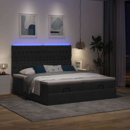 vidaXL Ottoman bed met matrassen en LED's 180x200cm stof zwart