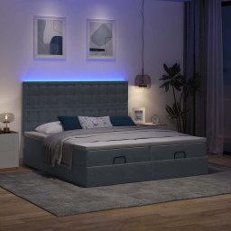 vidaXL Ottoman bed met matrassen en LED's 180x200cm fluweel