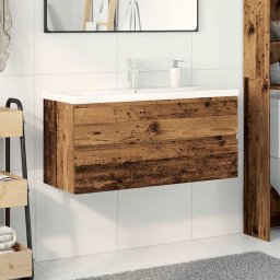 vidaXL Wastafelkast met ingebouwde wasbak en kraan oud houtkleurig