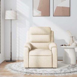 vidaXL Massagestoel verstelbaar stof crèmekleurig
