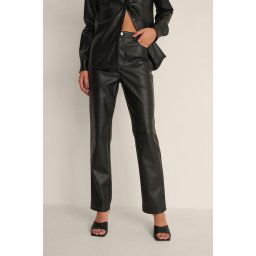 NA-KD - Maat EU 38 - Straight Fit PU Dames Jeans