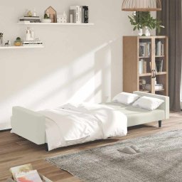 vidaXL Slaapbank 2-zits fluweel crèmekleurig