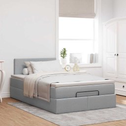 vidaXL Bed met matras 120x200 cm stof lichtgrijs