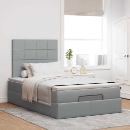 vidaXL Ottoman bed met matras 120x200cm stof lichtgrijs