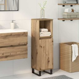 vidaXL Badkamerkast 30x30x100 cm bewerkt hout artisanaal eikenkleurig