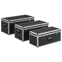 vidaXL Opbergkoffers 3 st aluminium zwart