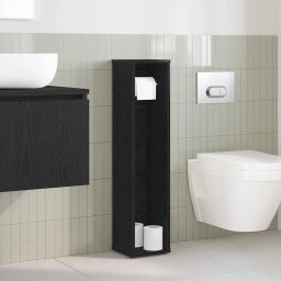 vidaXL Badkamerkast met rolhouder 20,5x20x90 cm zwart